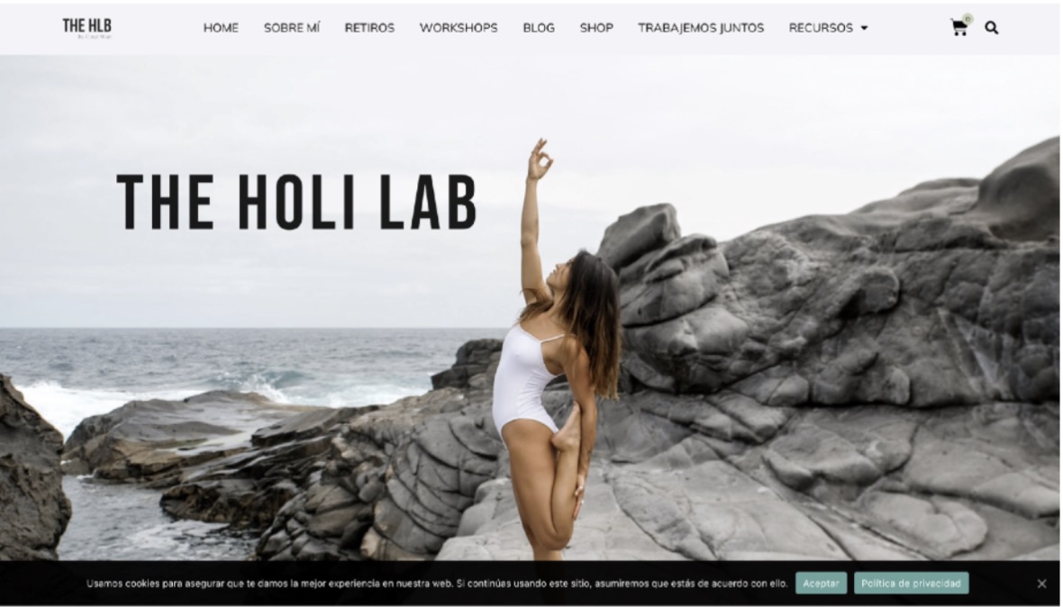 Página web con ecommerce de The Holi Lab